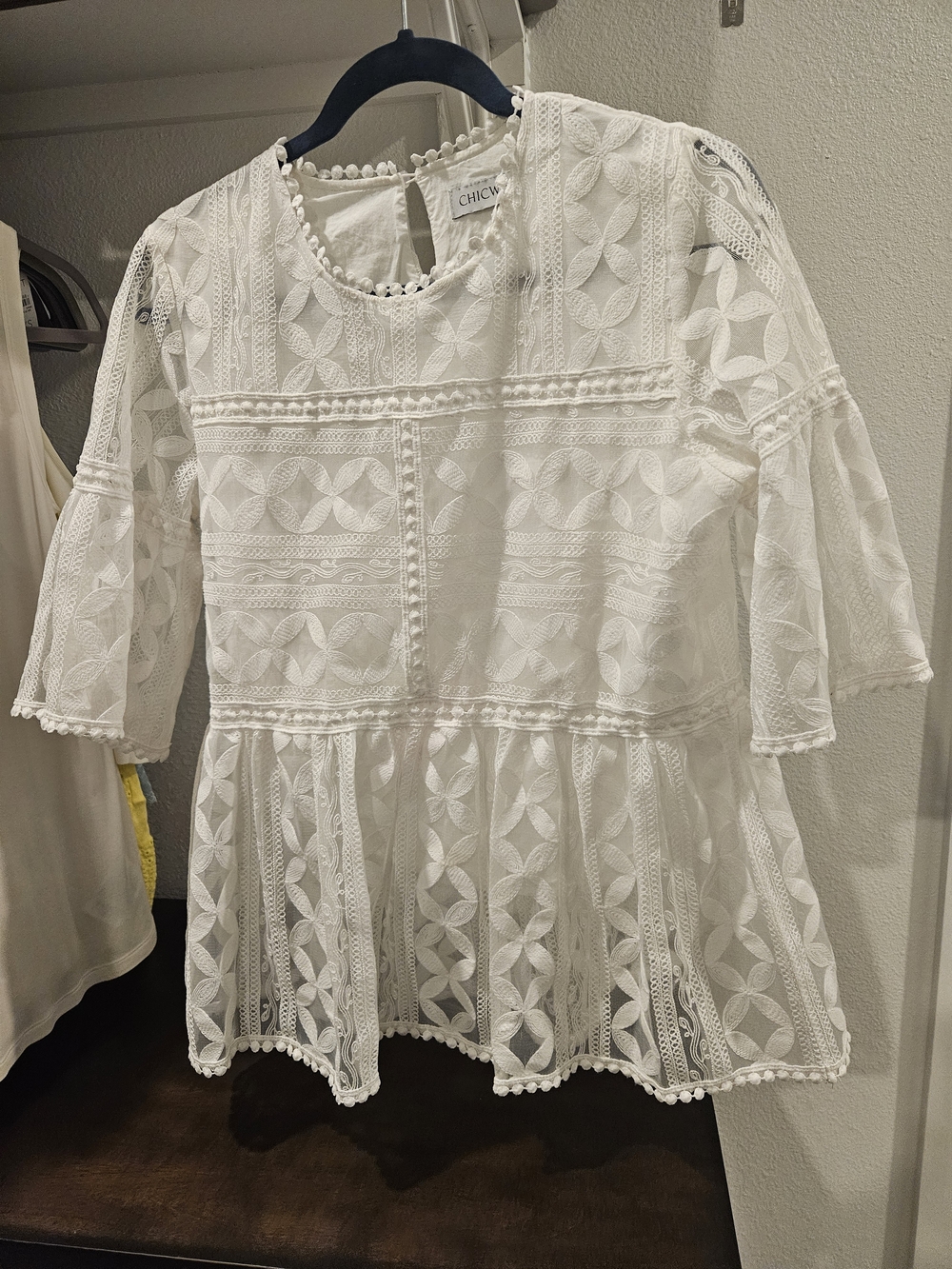 CHICWISH White Lace Peplum Top - Picture 4 of 7